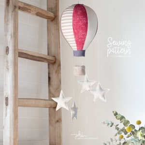 S1 - Small Hot Air Balloon with Fabric Basket and Stars - PDF Sewing Pattern