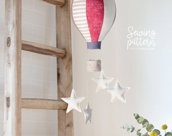 S1 - Small Hot Air Balloon with Fabric Basket and Stars - PDF Sewing Pattern