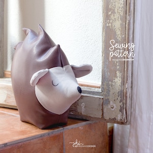 Hedgehog Doorstop • PDF Sewing Pattern • DIY decorative doorstop in faux leather or fabric