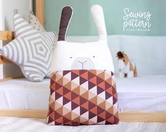 Rabbit shaped Pillow • PDF Sewing Pattern • Decorative cushion for home and children's bedrooms