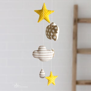 M1 _ Medium Hot Air Balloon with a rain of Stars, Clouds and Drops PDF Sewing Pattern DIY Baby Hanging Mobile image 3