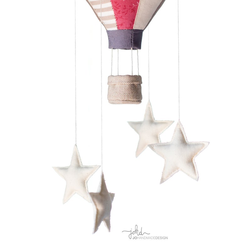 S1 Small Hot Air Balloon with Fabric Basket and Stars PDF Sewing Pattern image 2