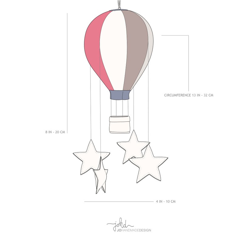 S1 Small Hot Air Balloon with Fabric Basket and Stars PDF Sewing Pattern image 7