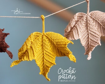 Liście klonu • Wzór szydełkowy w formacie PDF • Samouczek na jesienne liście • Dekoracje DIY