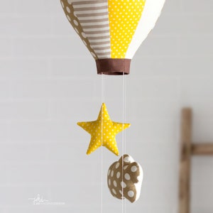 M1 _ Medium Hot Air Balloon with a rain of Stars, Clouds and Drops PDF Sewing Pattern DIY Baby Hanging Mobile image 2