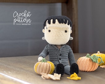 Frankenstein, pumpkins and fallen leaves - Amigurumi crochet pattern