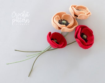 Die Mohnblume • PDF-Tutorial • DIY-Häkelblumenmuster, DIY