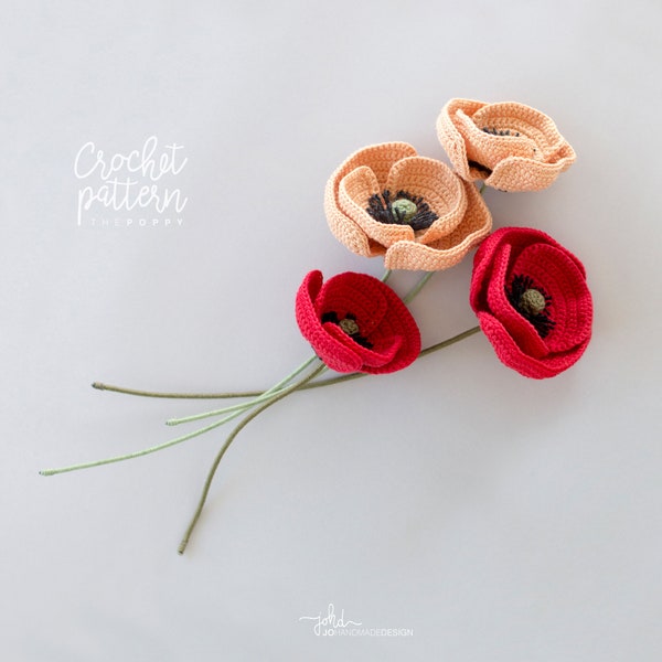 Le Coquelicot • Tutoriel PDF • Modèle de fleur au crochet DIY, DIY