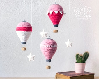 Ami1 - 3 HOT AIR BALLOONS with Stars - Crochet Pattern