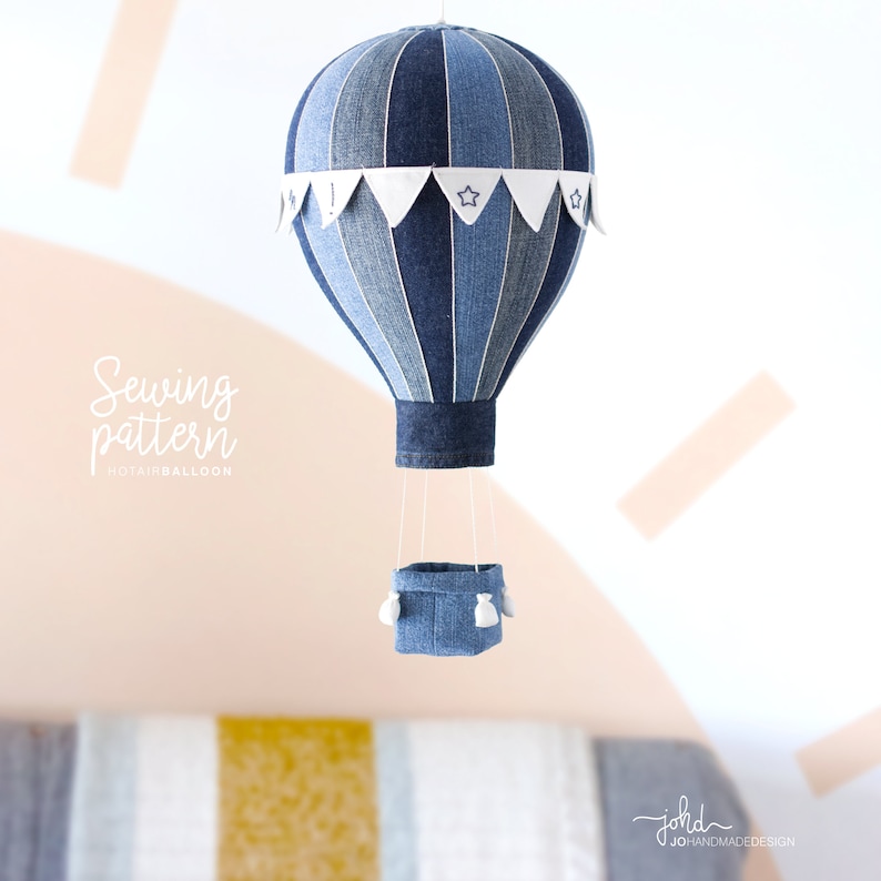 B1 Hot Air Balloon with Flags, Basket and Weight Bags PDF Sewing Pattern image 1