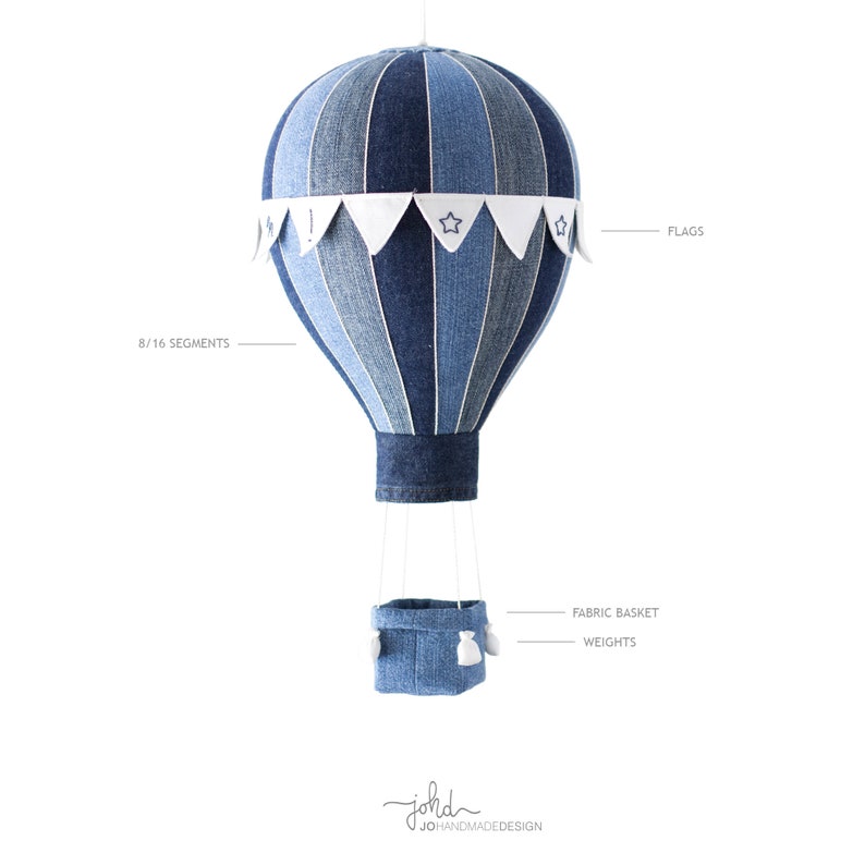 B1 Hot Air Balloon with Flags, Basket and Weight Bags PDF Sewing Pattern image 4
