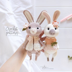 AMIGURUMI BUNNIES - Peach & Coco - digital crochet pattern - PDF file
