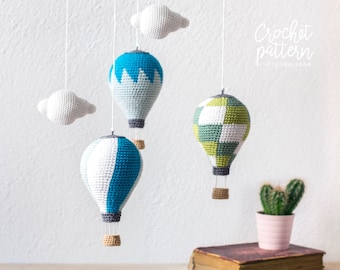 Ami2 - 3 HOT AIR BALLOONS with Clouds - Crochet Pattern