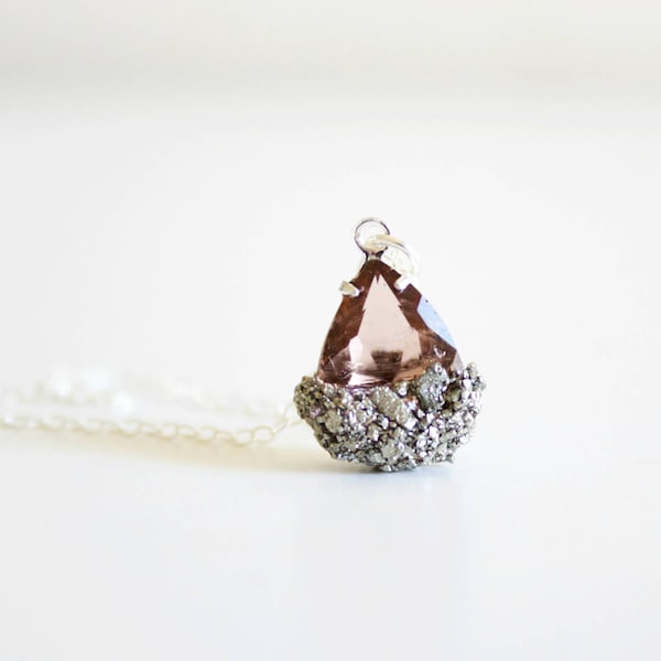 Champagne pyrite necklace - champagne bridesmaid necklace - bridesmaid jewelry - bohemian bridesmaid - C19