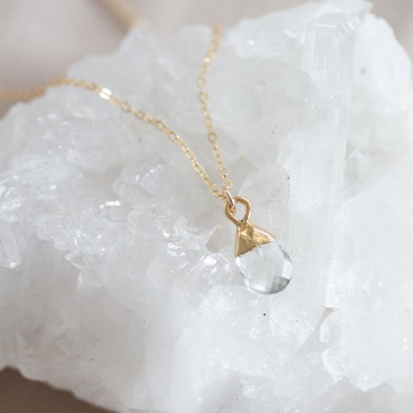April birthstone necklace -  quartz necklace - gemstone necklace - personalized jewelry - birthstone jewelry -  mothers day gift
