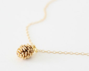 Gold Pinecone necklace - dainty necklace - woodland necklace - forest necklace - nature necklace - best friend gift - camping gift