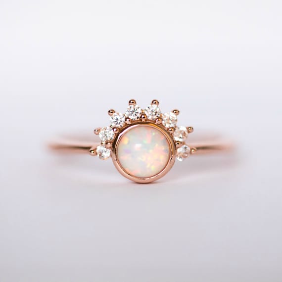 Opal Ring celestial jewelry promise ring rose gold ring | Etsy