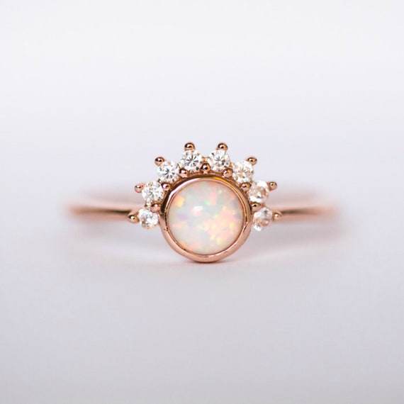 Opal Ring celestial jewelry promise ring rose gold ring | Etsy