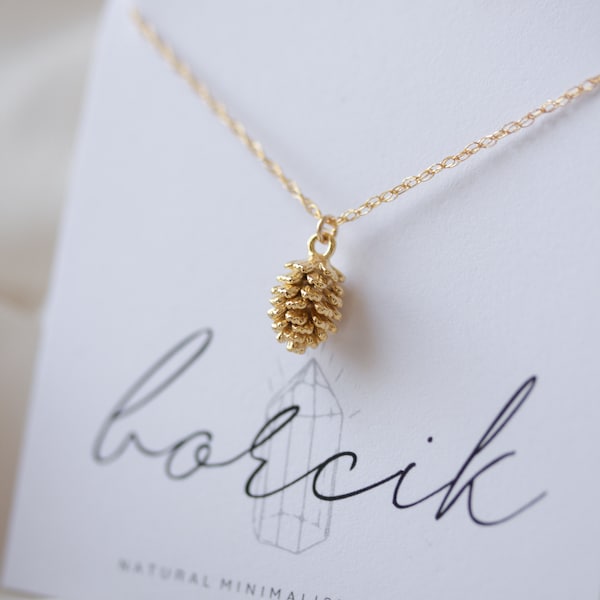 Gold Pinecone Halskette - zierliche Halskette - Wald Halskette - Wald Halskette - Natur Halskette - beste Freundin Geschenk - Camping Geschenk - C4