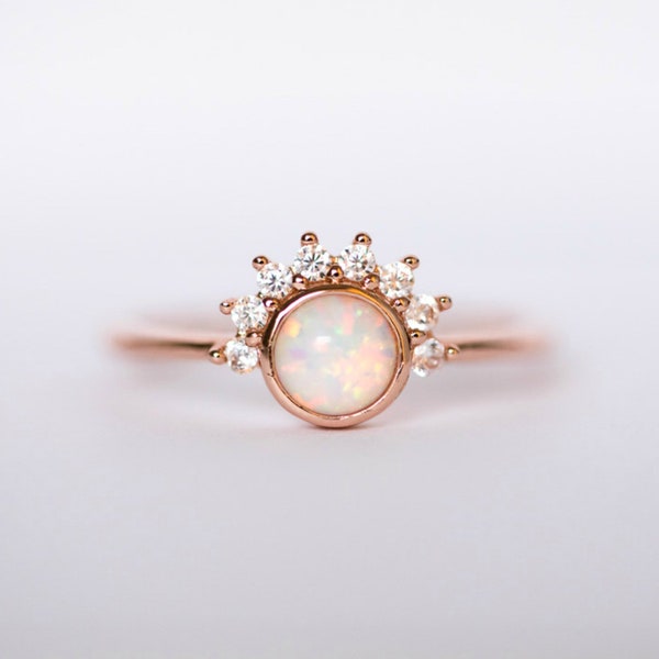 Opal Ring - celestial jewelry - promise ring - rose gold ring - opal ring rose gold - eclectic ring - simple ring -dainty ring -gift for her