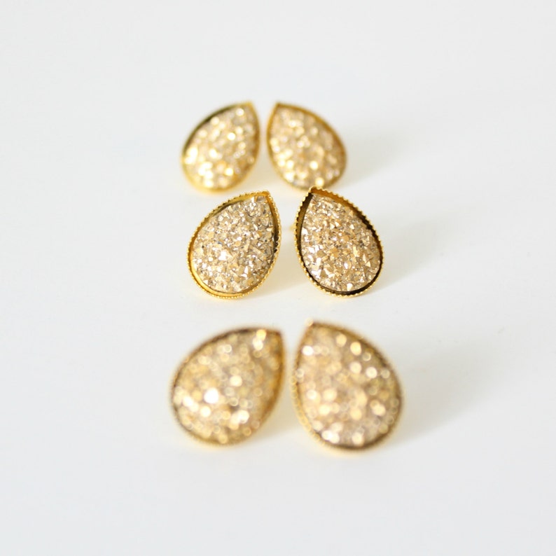 Gold teardrop earrings gold studs gold bridesmaid earrings Etsy