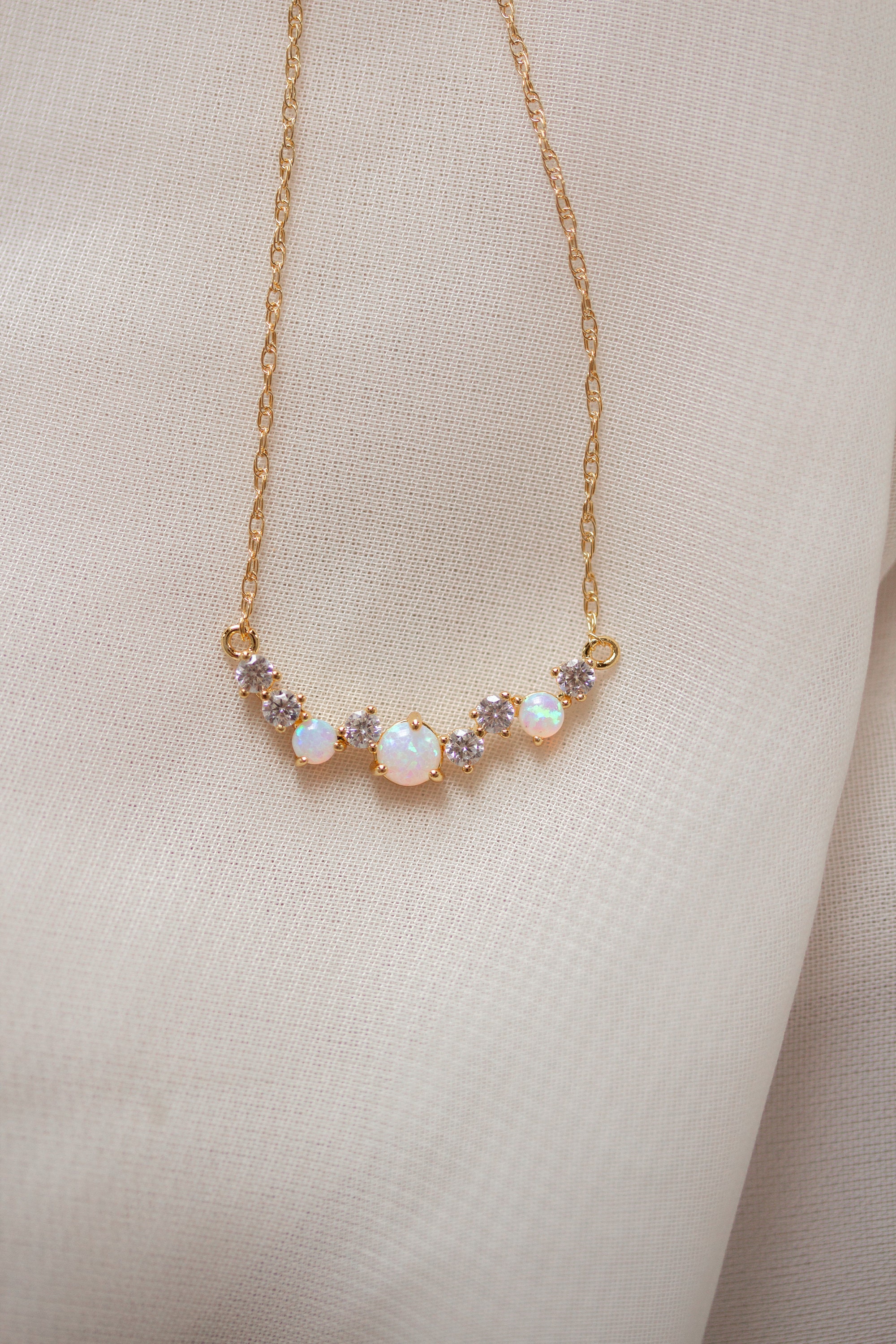 Opal necklace - white opal necklace - dainty necklace - everyday neck…