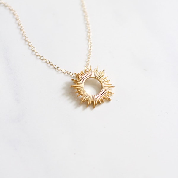 Gold Sun Necklace - sunburst necklace - dainty necklace - for women - inspirational necklace - gold necklace - celestial necklace C28