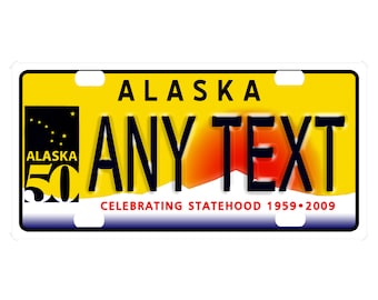 CUSTOM PERSONALIZED 2 HOLE BICYCLE STATE LICENSE PLATE-ALASKA