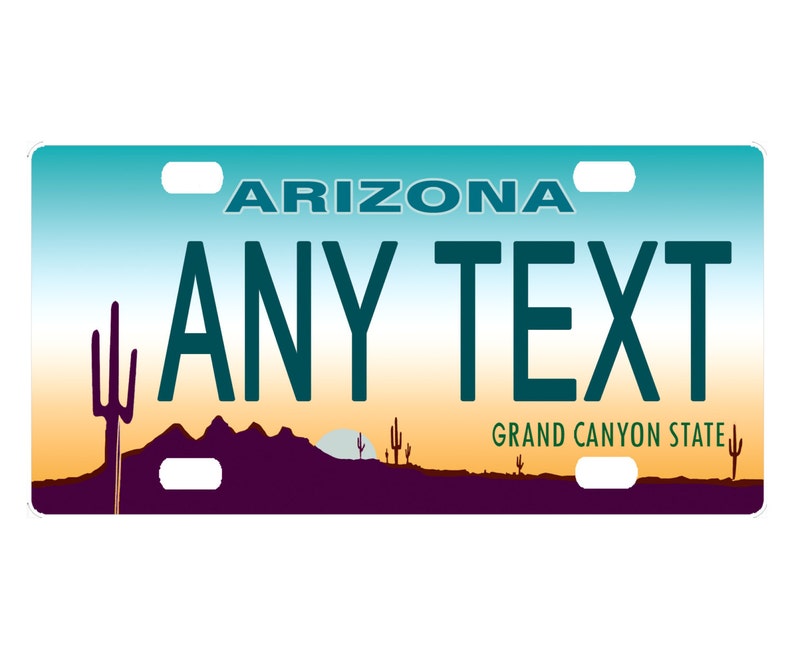 Custom Personalized State License Plate Arizona Novelty Etsy