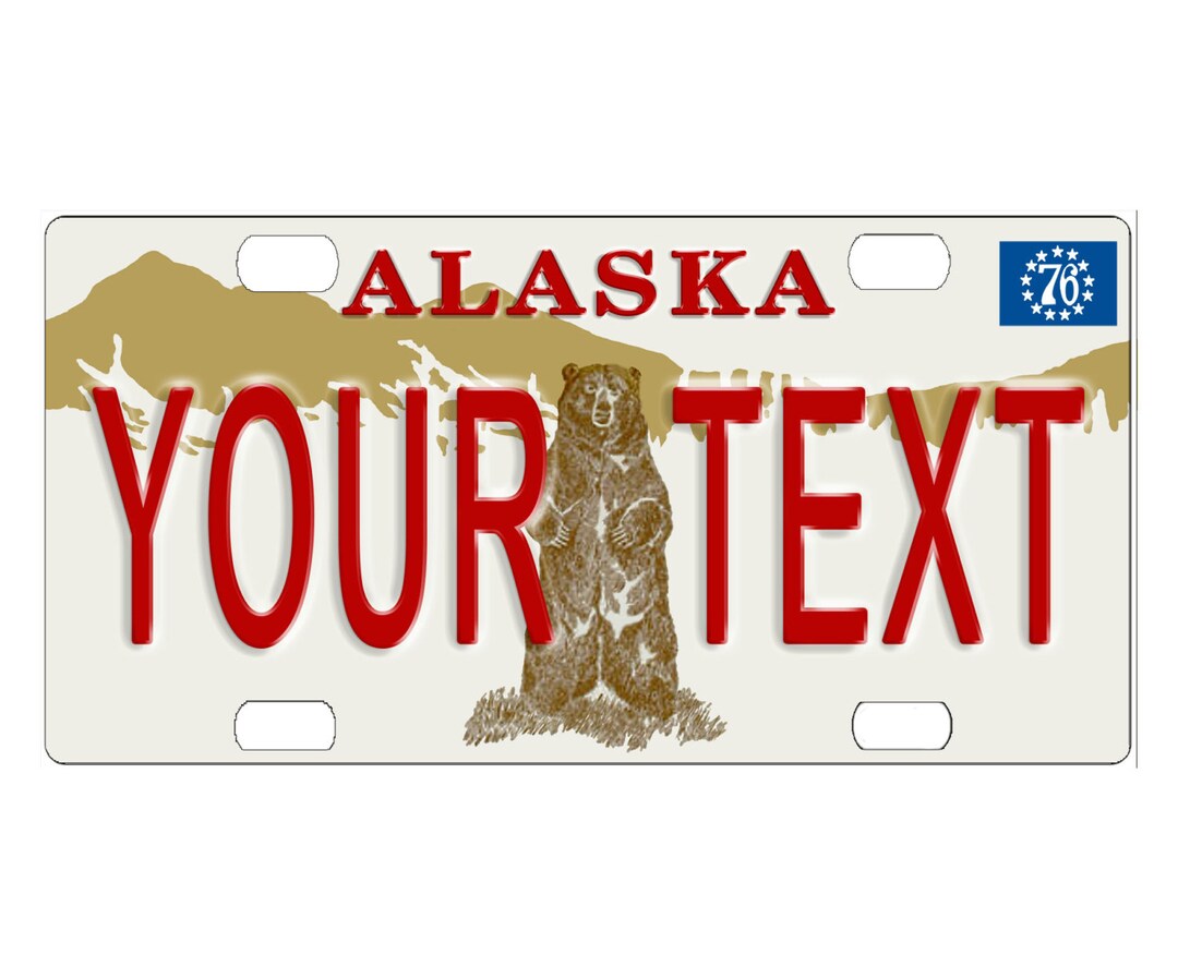 Personalized State License Plate Alaska Grizzly Novelty Plateprinted Flat, 3 Sizes Etsy