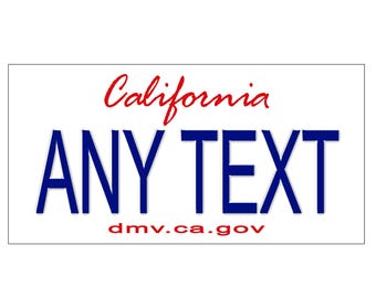 Custom, Full Color STICKER/Decal License Plate - California. Four Sizes - Waterproof, UV Resistant.