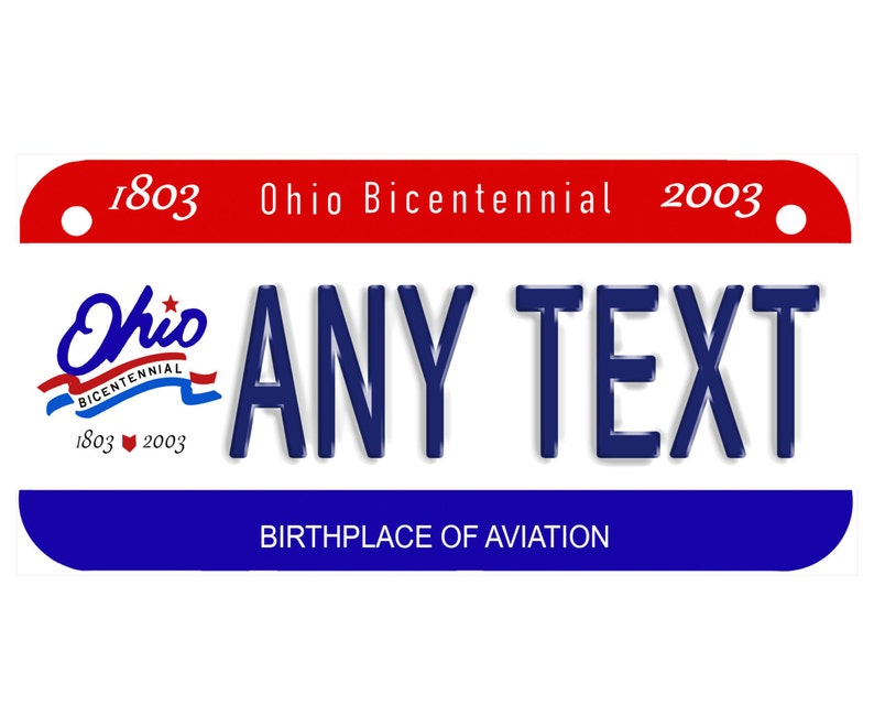 Custom Personalized State License Plate Ohio Bicentennial Etsy
