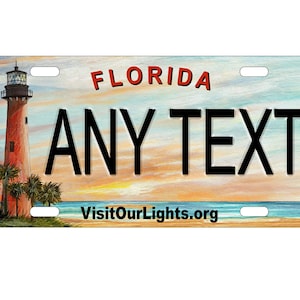 Personalized State License Plate - Florida Visit Our Lights  Novelty Plate-Printed Flat, 3 sizes