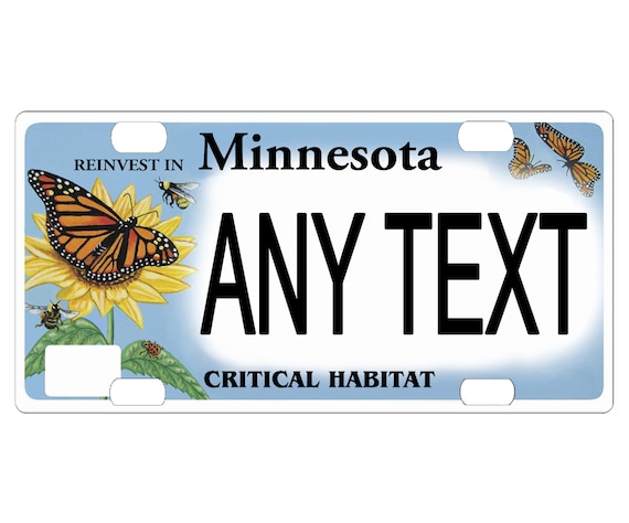 CUSTOM PERSONALIZED BICYCLE STATE LICENSE PLATE-MN CRITICAL HABITAT-BUTTERFLY