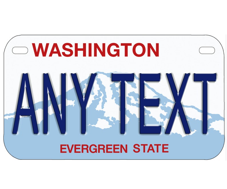 Custom Personalized State License Plate Washington Novelty Etsy