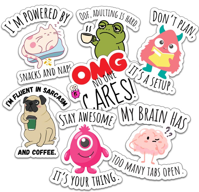 Sticker Joke Collection Funny Sticker Sheets. Cute, Humorous and Sarcastic Stickers. Choice of ...