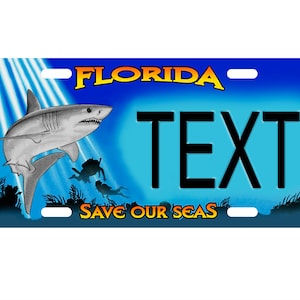 personalized state license plate - Florida Save Our Seas  Novelty Plate-Printed Flat, 3 sizes