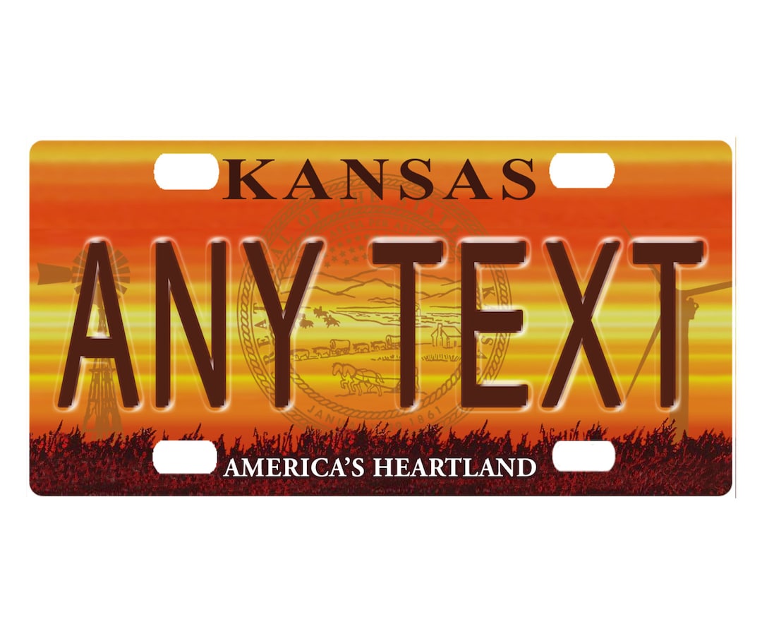 Personalized State License Plate Kansas Heartland Novelty Plateprinted