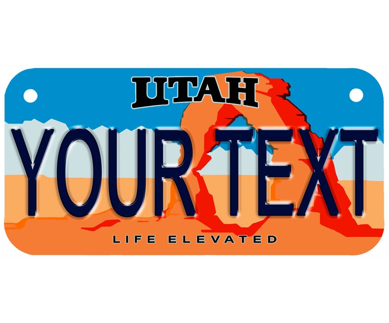 Custom Personalized State License Plate Utah Novelty Etsy
