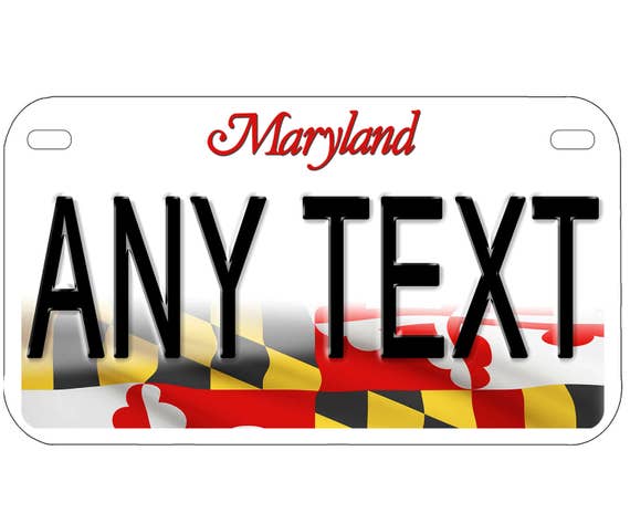 CUSTOM PERSONALIZED ALUMINUM BICYCLE MINI STATE LICENSE PLATE-MARYLAND 1990