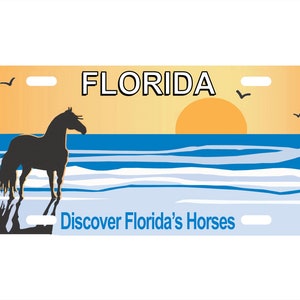 personalized state license plate - Florida  Novelty Plate-Printed Flat, Discover Horses - 3 sizes