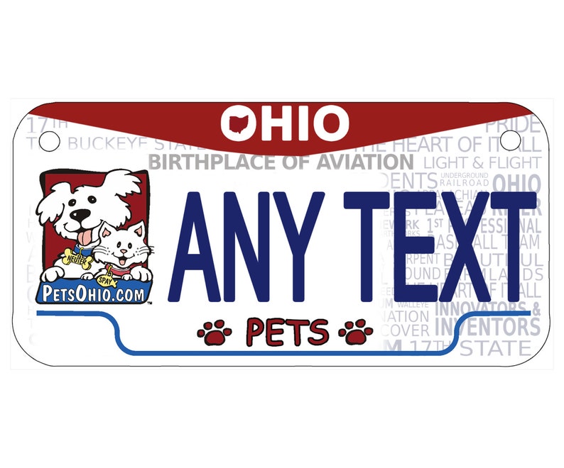 Custom Personalized State License Plate Ohio Pets Novelty Etsy