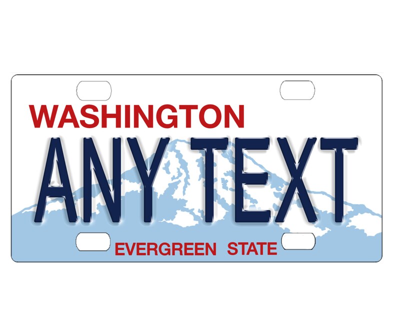 Custom Personalized State License Plate Washington Novelty Etsy