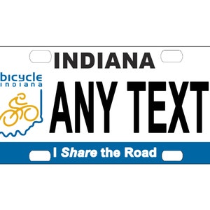 Personalized State License Plate - Indiana Bike Novelty Plate-Printed Flat, 3 sizes