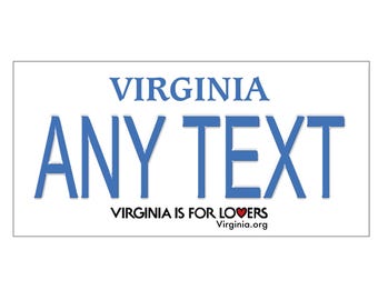Custom, Full Color STICKER/Decal License Plate - Virginia. Three Designs, Four Sizes - Waterproof, UV Resistant.