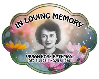 Memory Custom Sticker/Decal, With Your Picture. Weather Proof-UV Resistant. Add Your Text,