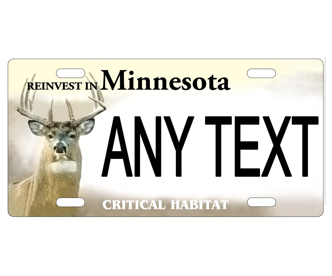 Personalized State License Plate Minnesota Critical Habitat Deer Add