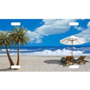 Personalized Standard Size License Plate- Beach 1 - add your text - Free Shipping