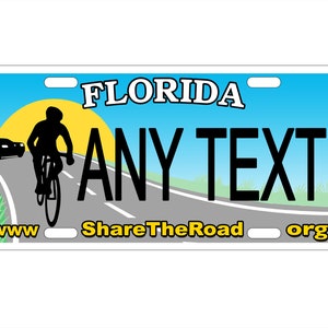 personalized state license plate - Florida Bike  Novelty Plate-Printed Flat, 3 sizes