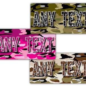 Personalized Standard Size License Plate - Camouflage - Add Your Text - Free Shipping
